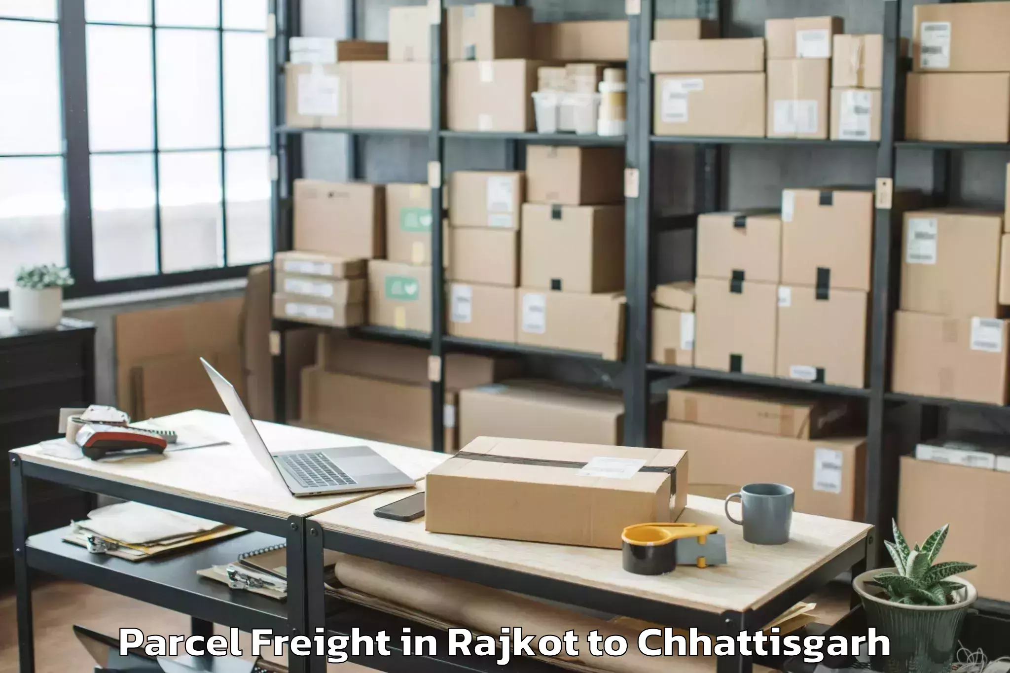 Discover Rajkot to Pithora Parcel Freight